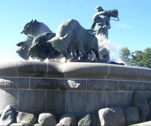 Памятник патриотке волшебнице Гефион в виде фонтана, Копенгаген, Дания, Европа